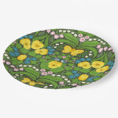 Gelbe Stiefmütterchen, Vögel und Schmetterlinge Pappteller (Schrägansicht)