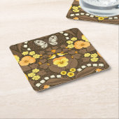 Gelbe Stiefmütterchen, Vögel und Schmetterlinge Rechteckiger Pappuntersetzer (angewinkelt)