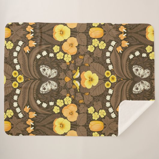 Gelbe Stiefmütterchen, Vögel und Schmetterlinge Sherpadecke (Vorderseite (Horizontal))