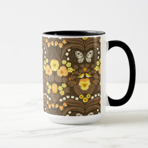 Gelbe Stiefmütterchen, Vögel und Schmetterlinge Tasse