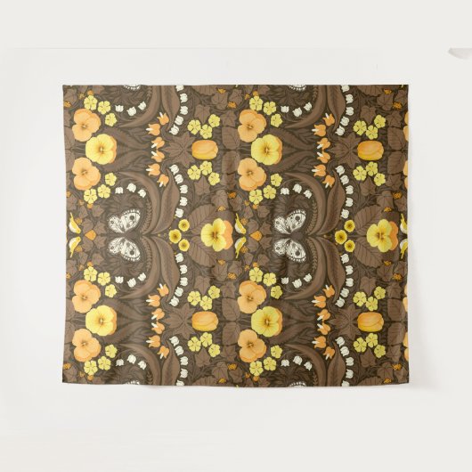 Gelbe Stiefmütterchen, Vögel und Schmetterlinge Wandteppich (Vorderseite (Horizontal))