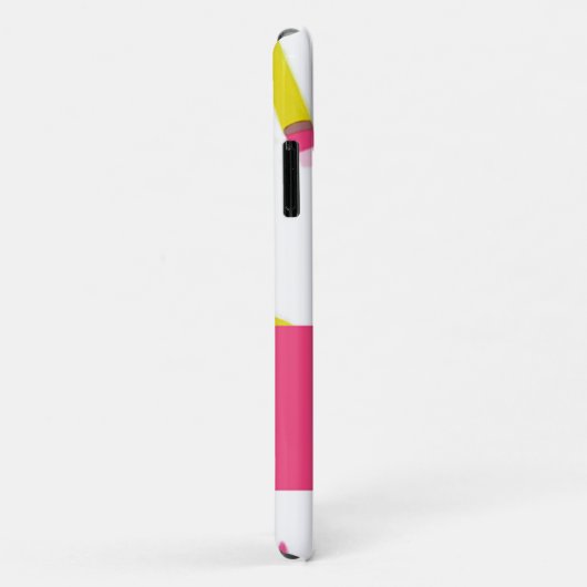 Gelbe Stifte und Scrables auf weiß Case-Mate iPhone Hülle (Hinten/Rechts)