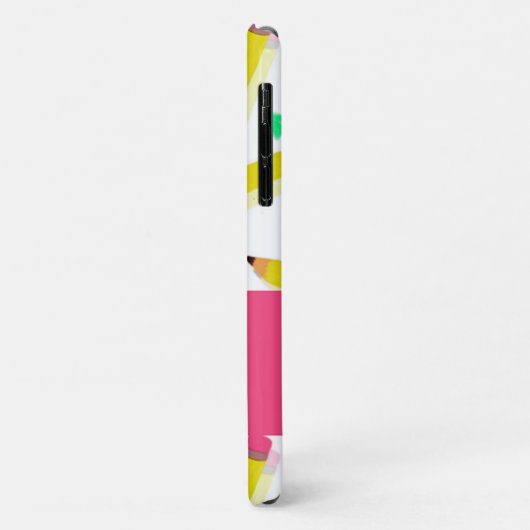 Gelbe Stifte und Scrables auf weiß Case-Mate iPhone Hülle (Hinten/Links)