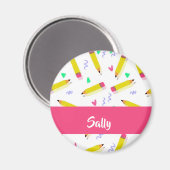 Gelbe Stifte und Scrables auf weiß Magnet (Vorderseite/Rückseite)