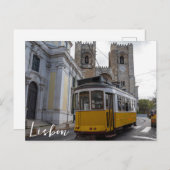 Gelbe Straßenbahn auf der Kathedrale von Lissabon Postkarte (Vorne/Hinten)