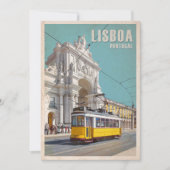 Gelbe Straßenbahn, Augusta Street Arch. Lissabon, Dankeskarte (Vorderseite)