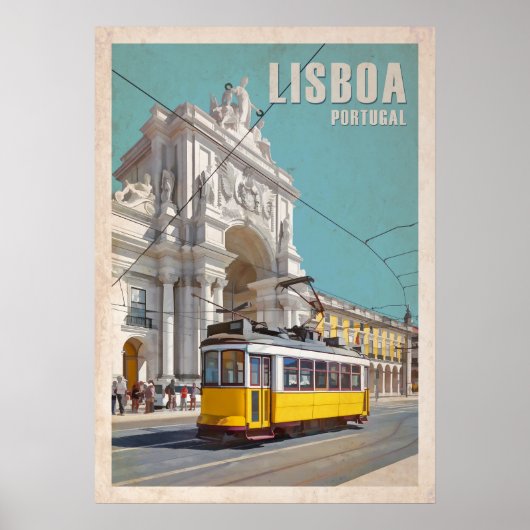 Gelbe Straßenbahn, Augusta Street Arch. Lissabon, Poster (Vorne)