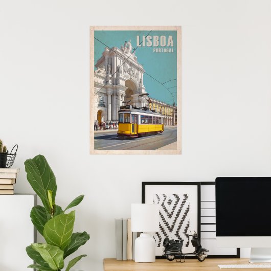 Gelbe Straßenbahn, Augusta Street Arch. Lissabon, Poster (Heimbüro)