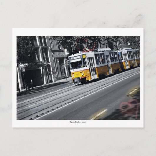 Gelbe Straßenbahn in Budapest Postkarte (Vorderseite)