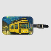 Gelbe Straßenbahn in einer sternförmigen Nacht - B Gepäckanhänger (Vorderseite (Horizontal))