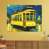 Gelbe Straßenbahn in einer sternförmigen Nacht - B Leinwanddruck (Insitu (Wohnzimmer))