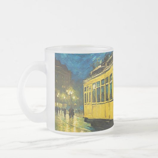 Gelbe Straßenbahn in einer sternförmigen Nacht - B Mattglastasse (Links)