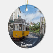 Gelbe Straßenbahn in Lissabon, Portugal Keramik Ornament (Links)
