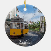 Gelbe Straßenbahn in Lissabon, Portugal Keramik Ornament (Hinten)