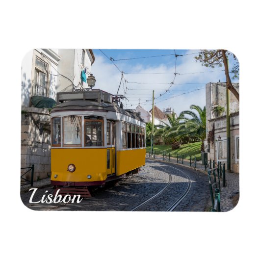 Gelbe Straßenbahn in Lissabon, Portugal Magnet (Horizontal)