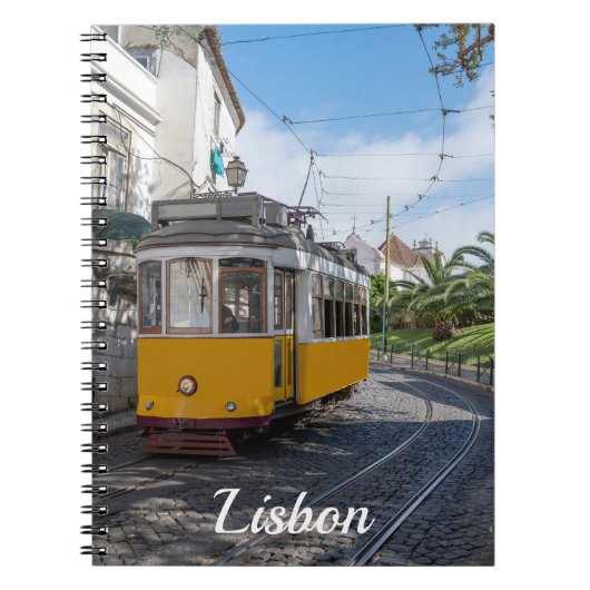 Gelbe Straßenbahn in Lissabon, Portugal Notizblock (Vorderseite)