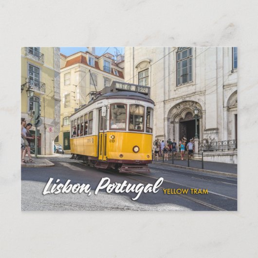 Gelbe Straßenbahn in Lissabon, Portugal Postkarte (Vorderseite)