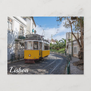 Gelbe Straßenbahn in Lissabon, Portugal Postkarte