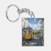 Gelbe Straßenbahn in Lissabon, Portugal Schlüsselanhänger (Vorderseite links)