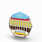 Gelbe Straßenbahn in Lissabon Vintager Stil Fotoblock (Rechts)