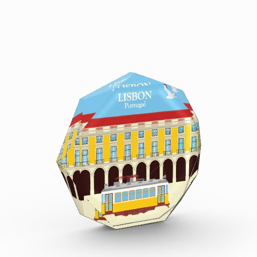 Gelbe Straßenbahn in Lissabon Vintager Stil Fotoblock (Links)