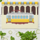 Gelbe Straßenbahn in Lissabon Vintager Stil Geschirrtuch (Gefaltet)