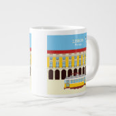 Gelbe Straßenbahn in Lissabon Vintager Stil Jumbo-Tasse (Vorderseite Rechts)