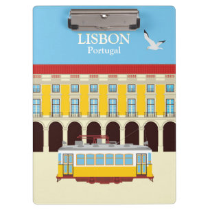 Gelbe Straßenbahn in Lissabon Vintager Stil Klemmbrett