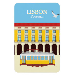 Gelbe Straßenbahn in Lissabon Vintager Stil Magnet