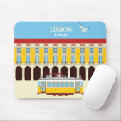 Gelbe Straßenbahn in Lissabon Vintager Stil Mousepad (Mit Mouse)