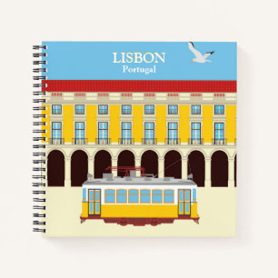Gelbe Straßenbahn in Lissabon Vintager Stil Notizblock