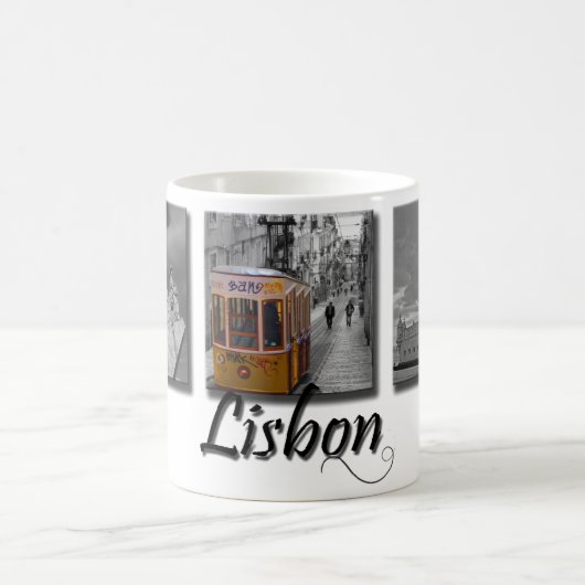 Gelbe Straßenbahn-Tasse von Lissabon Kaffeetasse (Mittel)