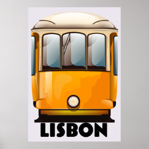 Gelbe Straßenbahnhaltestelle Lissabon Poster