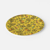 Gelbe Straßenfahrräder Pappteller (Schrägansicht)