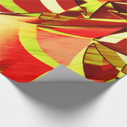 Gelbe Streifen auf rotem Hintergrund Geschenkpapier (Ecke)