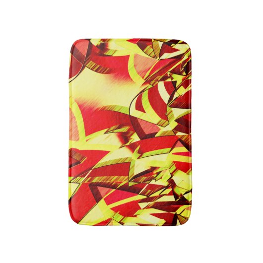 Gelbe Streifen auf rotem, tropftem Bild Badematte (Vorderseite Vertikal)