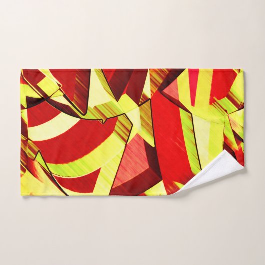 Gelbe Streifen auf rotem, tropftem Bild Badhandtuch Set (Handtuch)