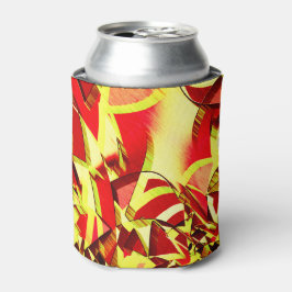 Gelbe Streifen auf rotem, tropftem Bild Dosenkühler