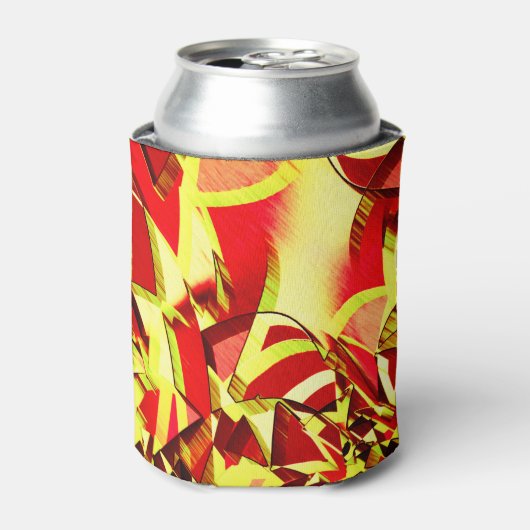 Gelbe Streifen auf rotem, tropftem Bild Dosenkühler (Kanne Vorderseite)