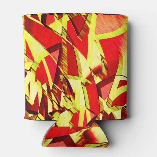 Gelbe Streifen auf rotem, tropftem Bild Dosenkühler (Rückseite)