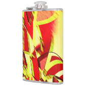 Gelbe Streifen auf rotem, tropftem Bild Flachmann (Links)