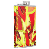 Gelbe Streifen auf rotem, tropftem Bild Flachmann (Rechts)