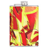 Gelbe Streifen auf rotem, tropftem Bild Flachmann (Vorderseite)