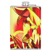 Gelbe Streifen auf rotem, tropftem Bild Flachmann (Rückseite)