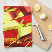 Gelbe Streifen auf rotem, tropftem Bild Geschirrtuch (Viertel Falte)