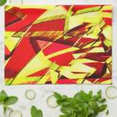 Gelbe Streifen auf rotem, tropftem Bild Geschirrtuch (Gefaltet)