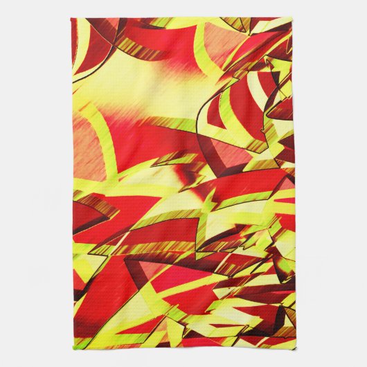 Gelbe Streifen auf rotem, tropftem Bild Geschirrtuch (Vertikal)