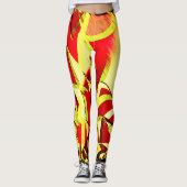 Gelbe Streifen auf rotem, tropftem Bild Leggings (Vorderseite)