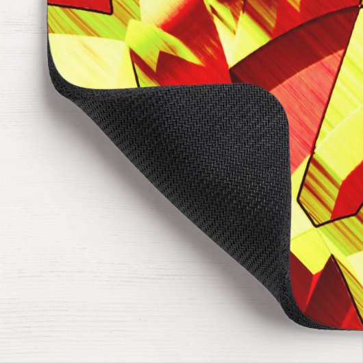 Gelbe Streifen auf rotem, tropftem Bild Mousepad (Ecke)