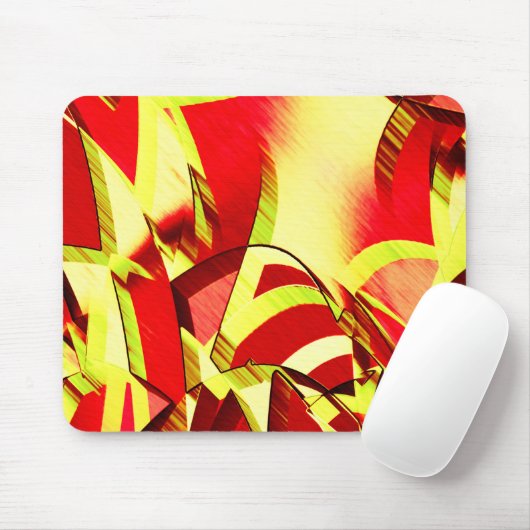Gelbe Streifen auf rotem, tropftem Bild Mousepad (Mit Mouse)